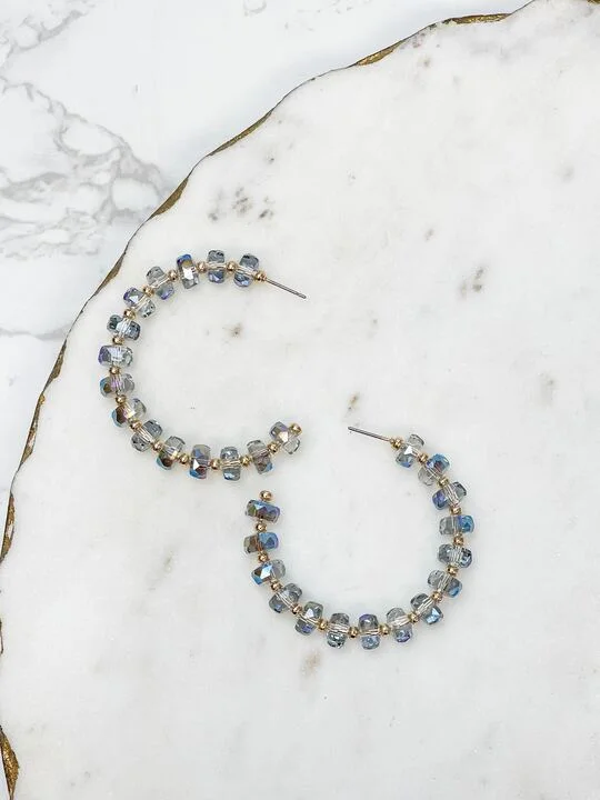 Special Deals On Handcrafted And Designer Jewelry Translucent Blue & Gold Hoop Earrings Special Deals On Handcrafted And Designer Jewelry Translucent Blue & Gold Hoop Earrings