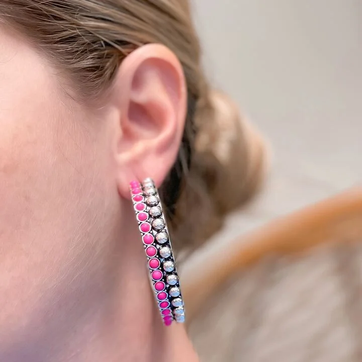 Shop Dazzling Jewelry With Special Promotional Discounts Western Studded Hoop Earrings - Pink Shop Dazzling Jewelry With Special Promotional Discounts Western Studded Hoop Earrings - Pink