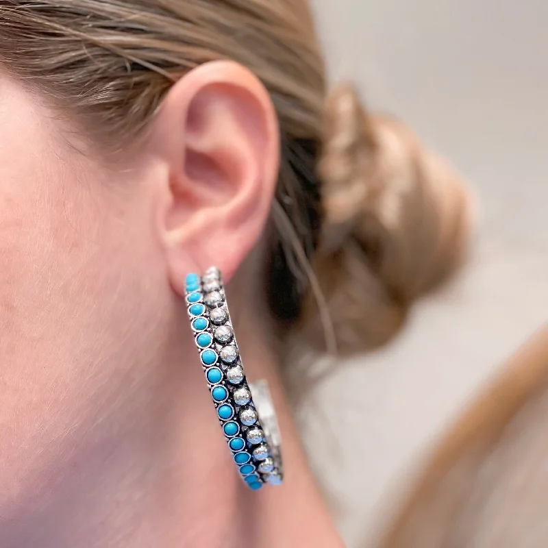Luxury Jewelry Sale – Elegant Styles At Unbeatable Prices Western Studded Hoop Earrings - Turquoise Luxury Jewelry Sale – Elegant Styles At Unbeatable Prices Western Studded Hoop Earrings - Turquoise