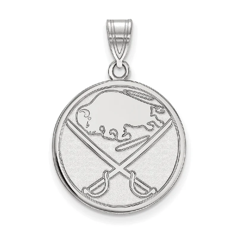 Celebrate Every Occasion With Sparkling Savings 10k White Gold NHL Buffalo Sabres Large Disc Pendant Celebrate Every Occasion With Sparkling Savings 10k White Gold NHL Buffalo Sabres Large Disc Pendant