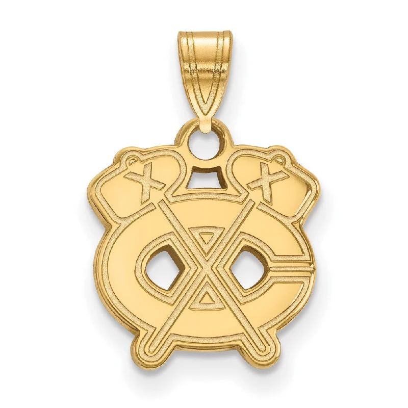 Exclusive Jewelry Bundles At Discounted Rates 10k Yellow Gold NHL Chicago Blackhawks Small Pendant