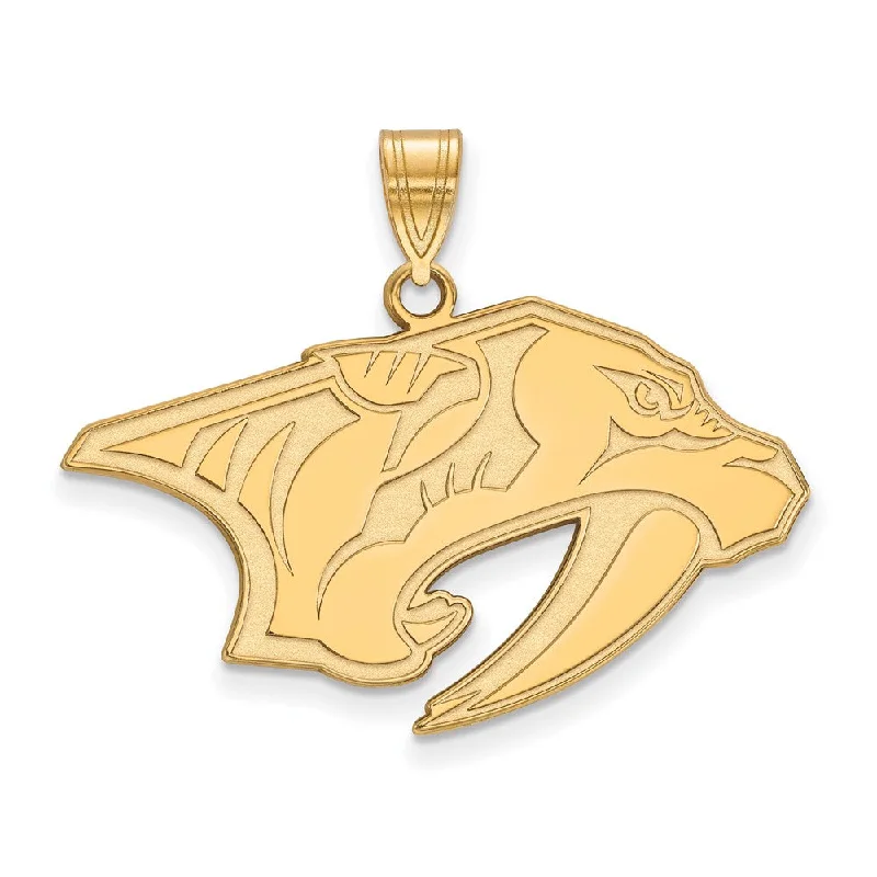 Delicate Crystal Jewelry For Sophisticated Charm 10k Yellow Gold NHL Nashville Predators Large Pendant Delicate Crystal Jewelry For Sophisticated Charm 10k Yellow Gold NHL Nashville Predators Large Pendant