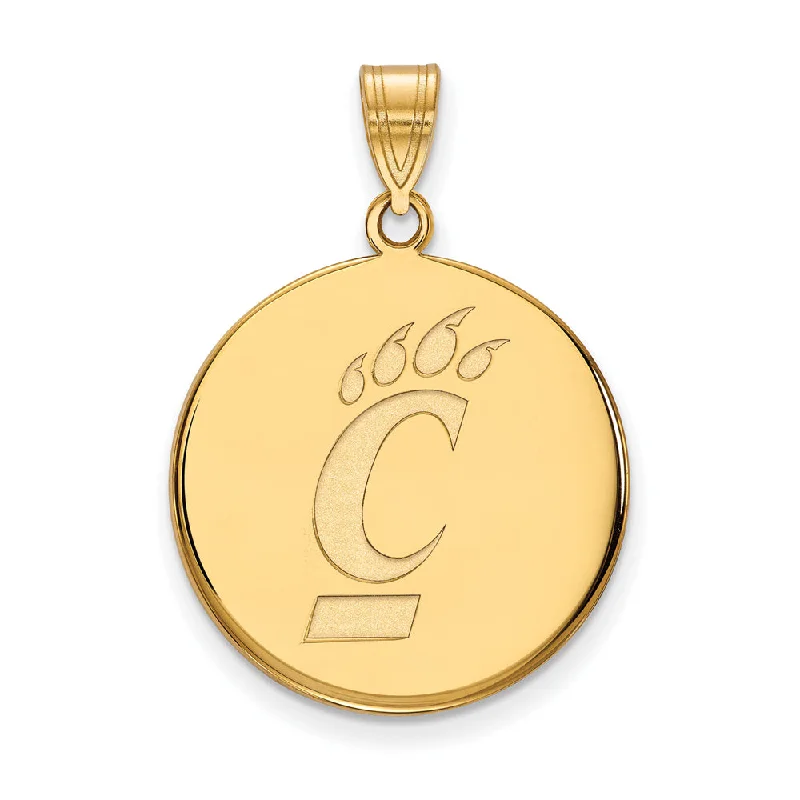 Chic, Trendy, And Affordable Jewelry Sale 14k Gold Plated Silver U. of Cincinnati Large Logo Disc Pendant