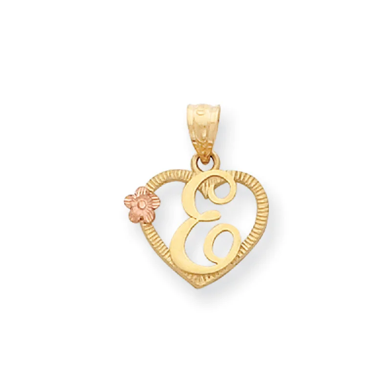 Bestselling Jewelry At Special Promotional Rates 14k Two Tone Gold Grace Collection 15mm Heart Initial E Pendant Bestselling Jewelry At Special Promotional Rates 14k Two Tone Gold Grace Collection 15mm Heart Initial E Pendant