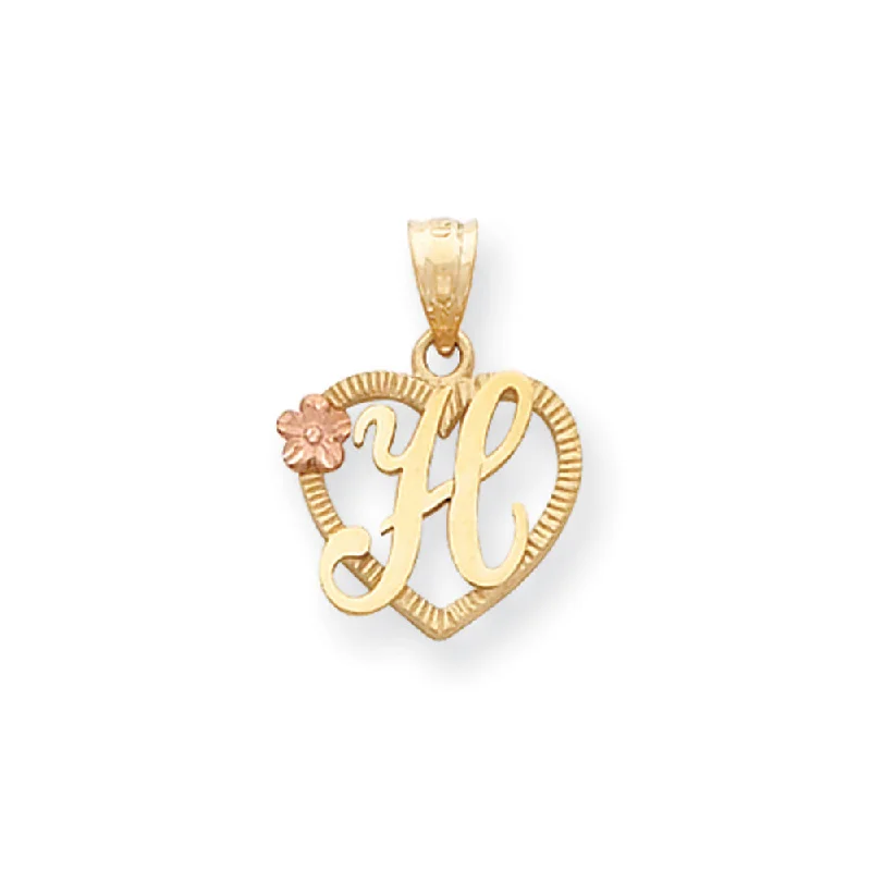 Huge Savings On Premium Jewelry Styles 14k Two Tone Gold Grace Collection 15mm Heart Initial H Pendant Huge Savings On Premium Jewelry Styles 14k Two Tone Gold Grace Collection 15mm Heart Initial H Pendant