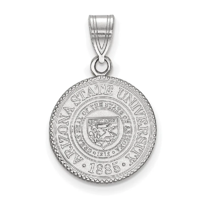 The Perfect Jewelry Piece At The Perfect Price 14K White Gold Arizona State University Medium Crest Pendant The Perfect Jewelry Piece At The Perfect Price 14K White Gold Arizona State University Medium Crest Pendant