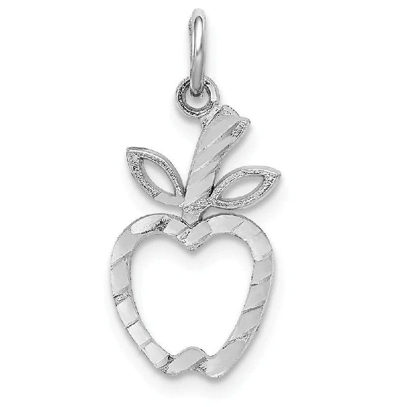 Shop Handcrafted Jewelry At Special Promotional Rates 14k White Gold Diamond Cut Apple Silhouette Charm Shop Handcrafted Jewelry At Special Promotional Rates 14k White Gold Diamond Cut Apple Silhouette Charm