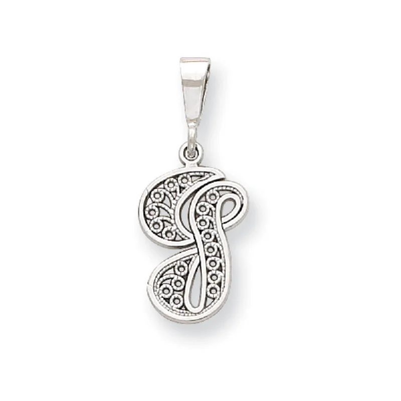 Best Jewelry Sale Prices – Limited-Time Offer 14k White Gold, Maci Collection, Filigree Script Initial G Pendant Best Jewelry Sale Prices – Limited-Time Offer 14k White Gold, Maci Collection, Filigree Script Initial G Pendant
