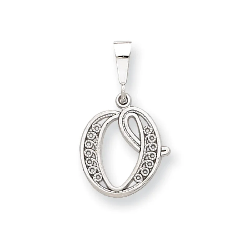 Limited Stock On Premium Jewelry At Low Prices 14k White Gold, Maci Collection, Filigree Script Initial O Pendant Limited Stock On Premium Jewelry At Low Prices 14k White Gold, Maci Collection, Filigree Script Initial O Pendant