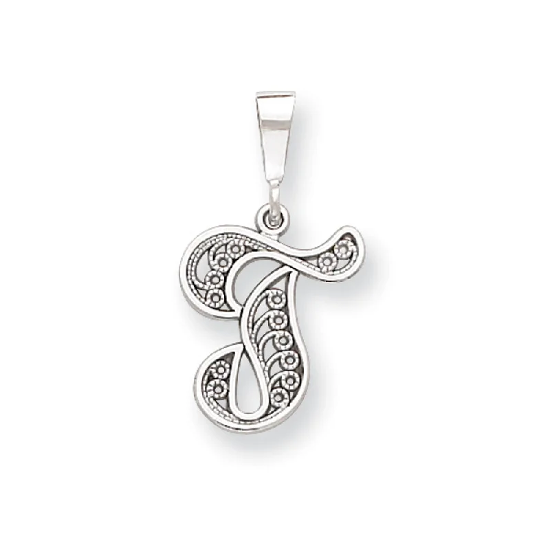Holiday Jewelry Sale – Perfect Gifts At Great Prices 14k White Gold, Maci Collection, Filigree Script Initial T Pendant Holiday Jewelry Sale – Perfect Gifts At Great Prices 14k White Gold, Maci Collection, Filigree Script Initial T Pendant