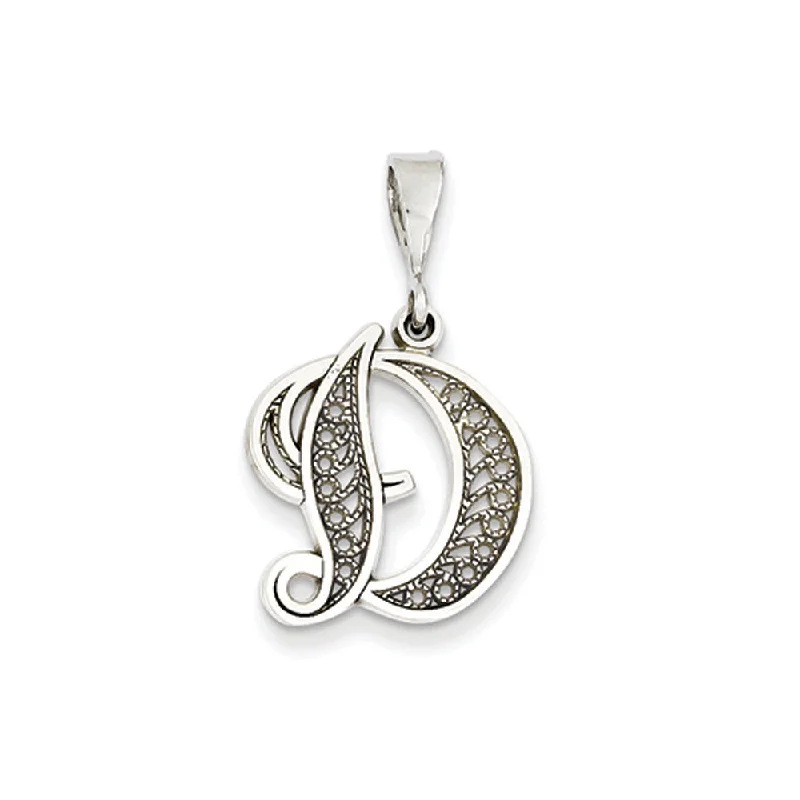 Buy More, Save More On Stunning Jewelry Pieces 14k White Gold, Maci Collection, LG Filigree Script Initial D Pendant Buy More, Save More On Stunning Jewelry Pieces 14k White Gold, Maci Collection, LG Filigree Script Initial D Pendant