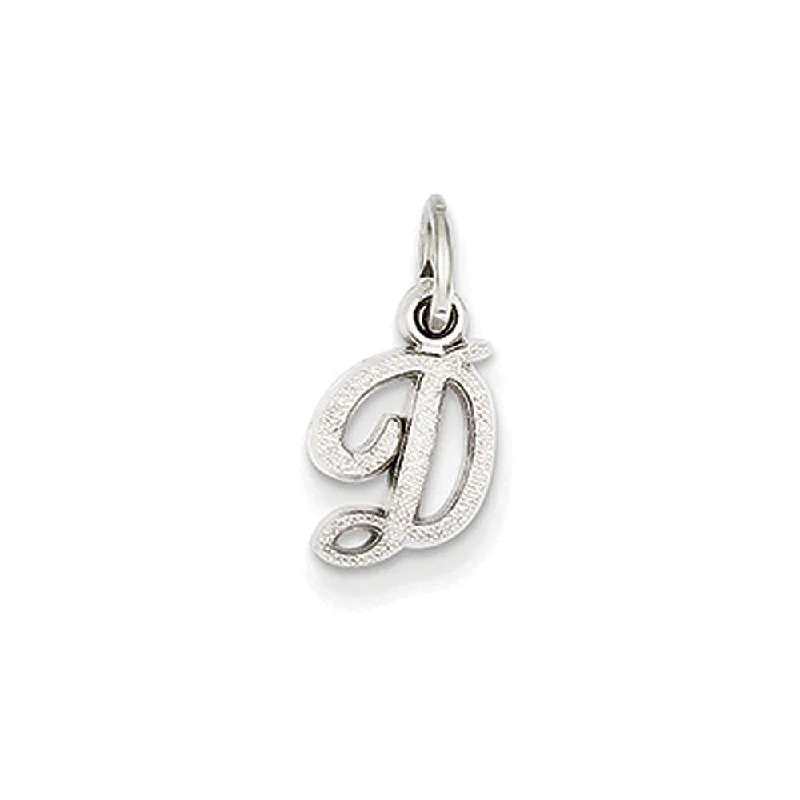 Limited-Time Offer On Elegant Jewelry Pieces 14k White Gold, Sadie Collection, Mini Satin Script Initial D Charm Limited-Time Offer On Elegant Jewelry Pieces 14k White Gold, Sadie Collection, Mini Satin Script Initial D Charm