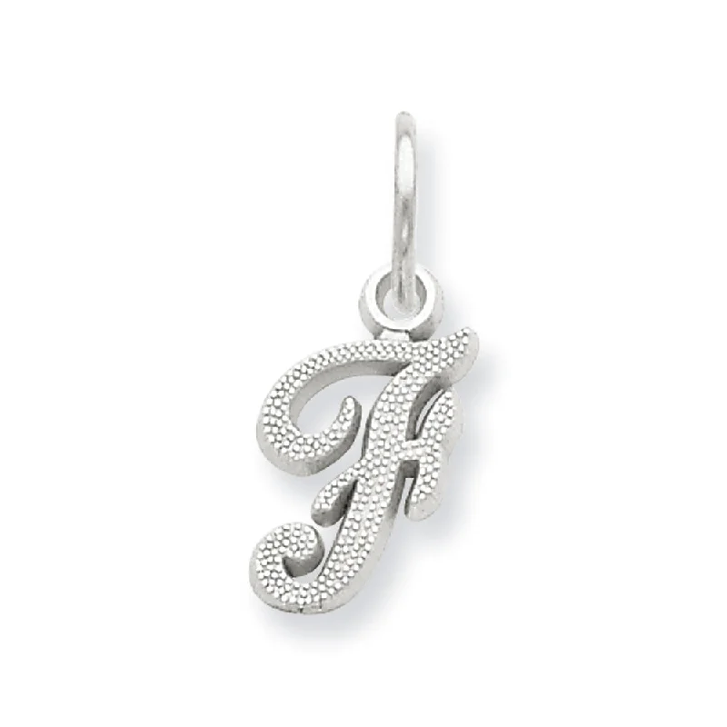 Elegant Jewelry Pieces At Unbelievable Prices 14k White Gold, Sadie Collection, Mini Satin Script Initial F Charm Elegant Jewelry Pieces At Unbelievable Prices 14k White Gold, Sadie Collection, Mini Satin Script Initial F Charm