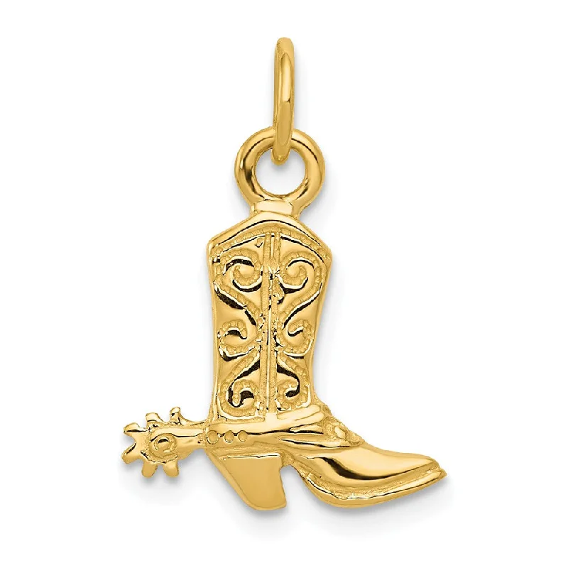 Adjustable Charm Bracelets For A Perfect Fit 14k Yellow Gold 2D Cowboy Boot with Spur Charm Adjustable Charm Bracelets For A Perfect Fit 14k Yellow Gold 2D Cowboy Boot with Spur Charm