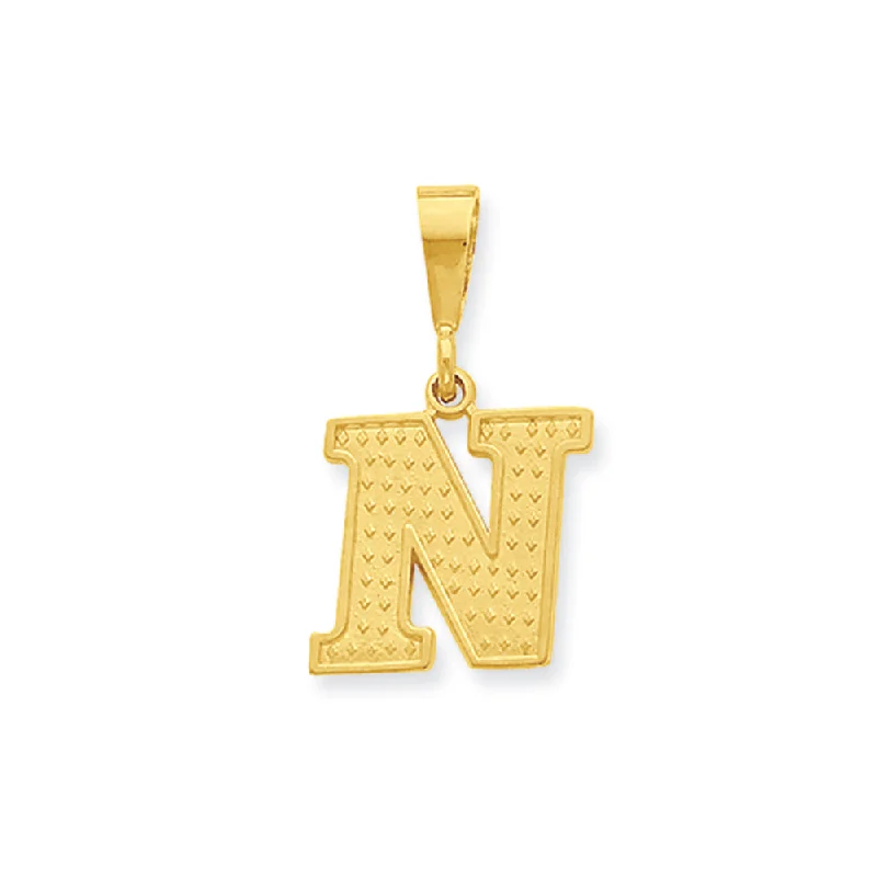 Bestselling Jewelry At Special Promotional Rates 14k Yellow Gold, Ashley Collection, Textured Initial N Pendant Bestselling Jewelry At Special Promotional Rates 14k Yellow Gold, Ashley Collection, Textured Initial N Pendant