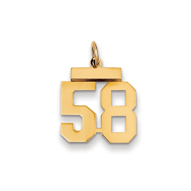 Premium Diamond Jewelry At Once-In-A-Lifetime Discounts 14k Yellow Gold, Athletic Collection, Small Polished Number 58 Pendant Premium Diamond Jewelry At Once-In-A-Lifetime Discounts 14k Yellow Gold, Athletic Collection, Small Polished Number 58 Pendant