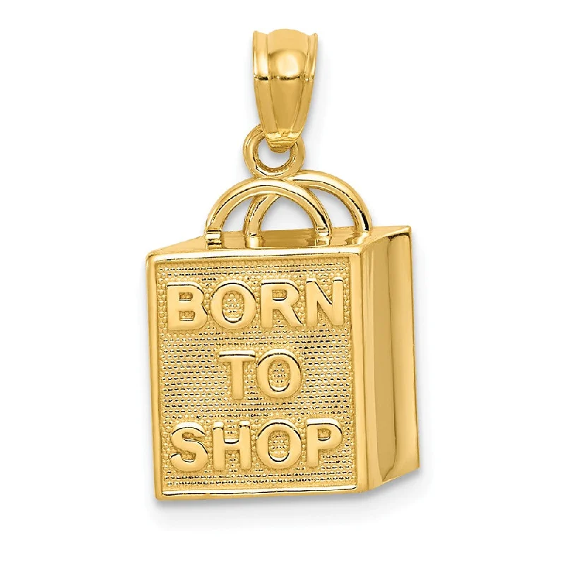 Luxury Jewelry At Unbeatable Discounts 14k Yellow Gold Born to Shop Tote Bag Pendant Luxury Jewelry At Unbeatable Discounts 14k Yellow Gold Born to Shop Tote Bag Pendant