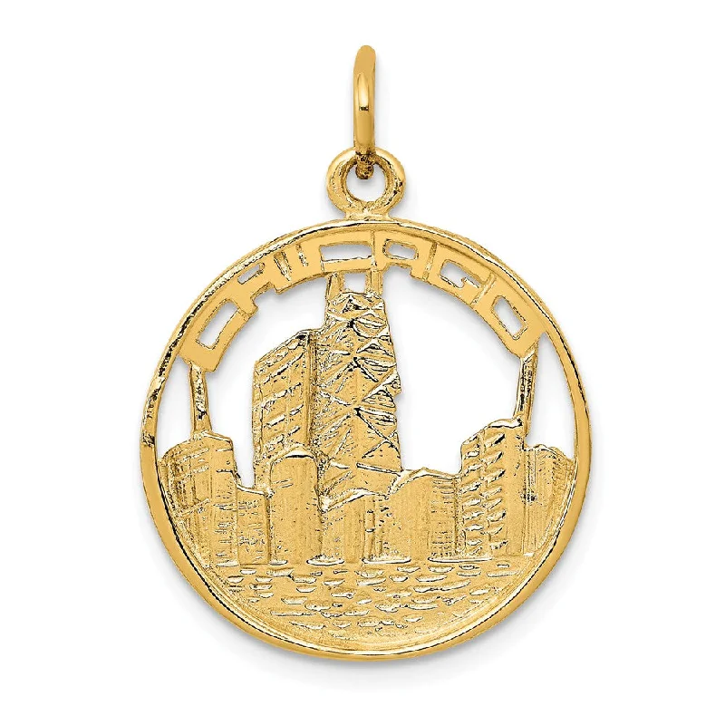 Personalized Jewelry Sale – Unique Gifts At Low Prices 14k Yellow Gold Chicago Skyline Circle Charm Personalized Jewelry Sale – Unique Gifts At Low Prices 14k Yellow Gold Chicago Skyline Circle Charm