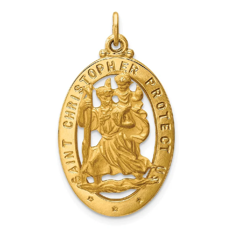 Shine In Style – Shop Jewelry Discounts Today 14k Yellow Gold Cutout Oval Saint Christopher Medal Pendant Shine In Style – Shop Jewelry Discounts Today 14k Yellow Gold Cutout Oval Saint Christopher Medal Pendant