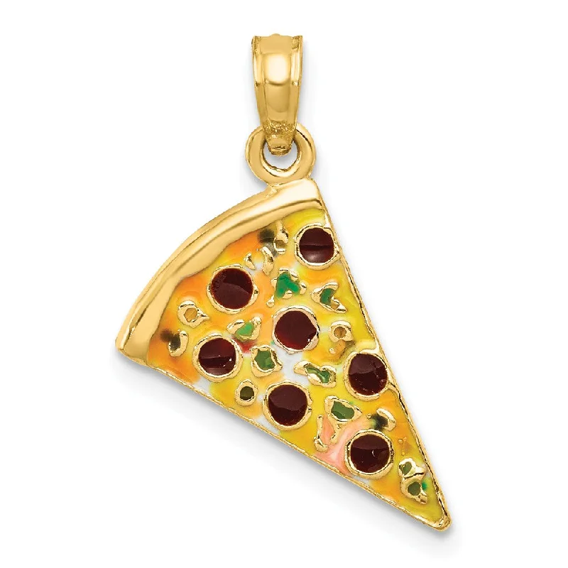 Elevate Your Outfit With Discounted Statement Jewelry 14k Yellow Gold Enameled Pizza Slice Pendant Elevate Your Outfit With Discounted Statement Jewelry 14k Yellow Gold Enameled Pizza Slice Pendant