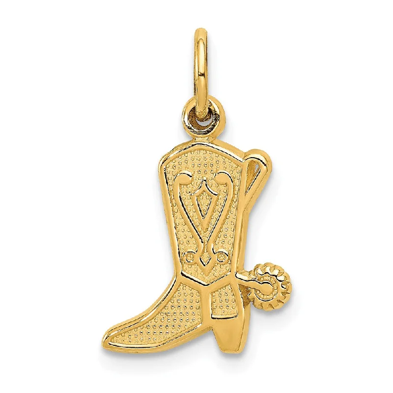 Your Dream Jewelry At Dream Prices – Shop Now 14k Yellow Gold Flat Textured Cowboy Boot with Spur Charm Your Dream Jewelry At Dream Prices – Shop Now 14k Yellow Gold Flat Textured Cowboy Boot with Spur Charm