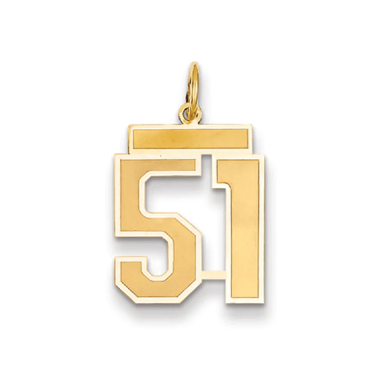 Huge Markdowns On Premium Jewelry Styles 14k Yellow Gold, Jersey Collection, Medium Number 51 Pendant Huge Markdowns On Premium Jewelry Styles 14k Yellow Gold, Jersey Collection, Medium Number 51 Pendant