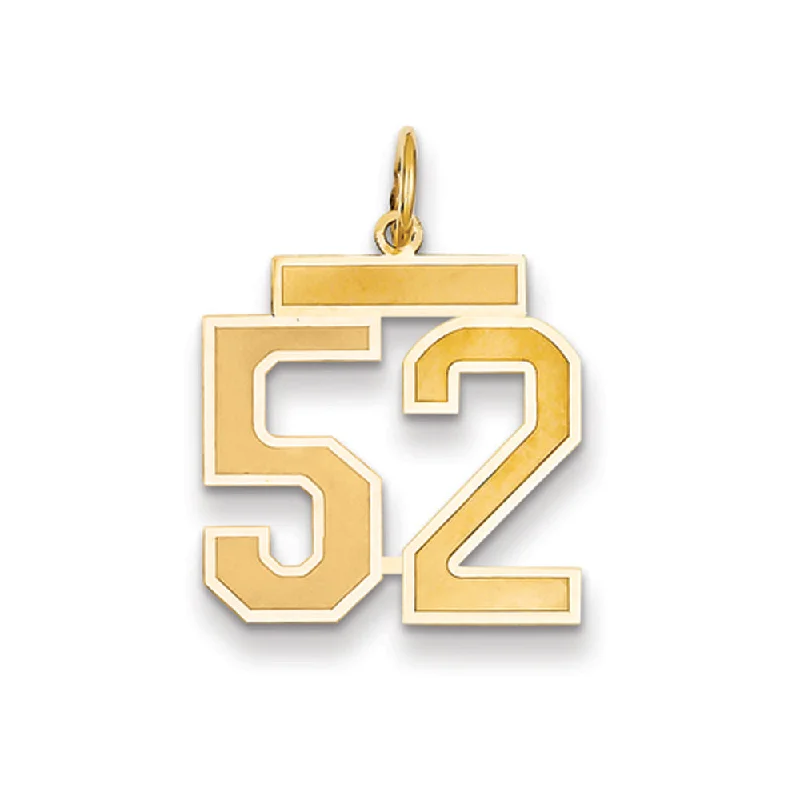 Make Every Moment Shine – Jewelry Discounts Available 14k Yellow Gold, Jersey Collection, Medium Number 52 Pendant Make Every Moment Shine – Jewelry Discounts Available 14k Yellow Gold, Jersey Collection, Medium Number 52 Pendant