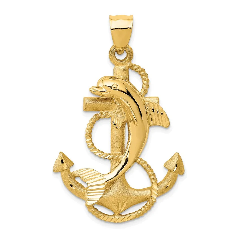 Sparkle More For Less – Jewelry Sale Happening Now 14k Yellow Gold Large Anchor with Dolphin Pendant Sparkle More For Less – Jewelry Sale Happening Now 14k Yellow Gold Large Anchor with Dolphin Pendant