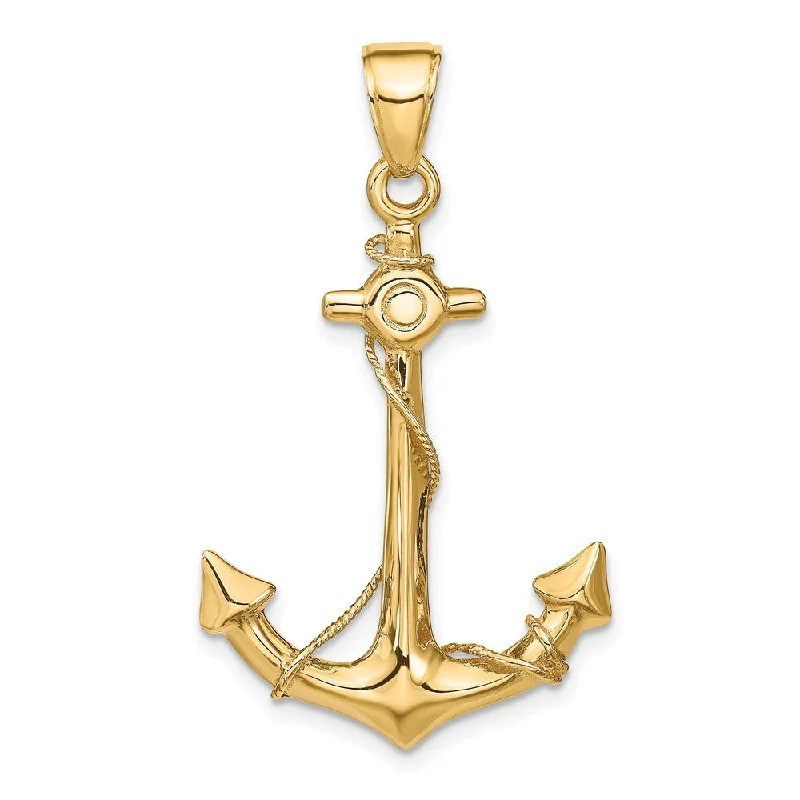 Shop Trending Jewelry With Exclusive Savings 14k Yellow Gold Large Anchor with Rope Pendant Shop Trending Jewelry With Exclusive Savings 14k Yellow Gold Large Anchor with Rope Pendant