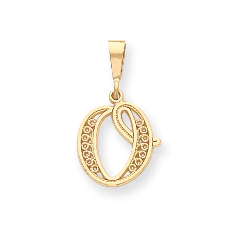 Timeless Elegance At Unbelievable Discounts 14k Yellow Gold, Maci Collection, LG Filigree Script Initial O Pendant Timeless Elegance At Unbelievable Discounts 14k Yellow Gold, Maci Collection, LG Filigree Script Initial O Pendant