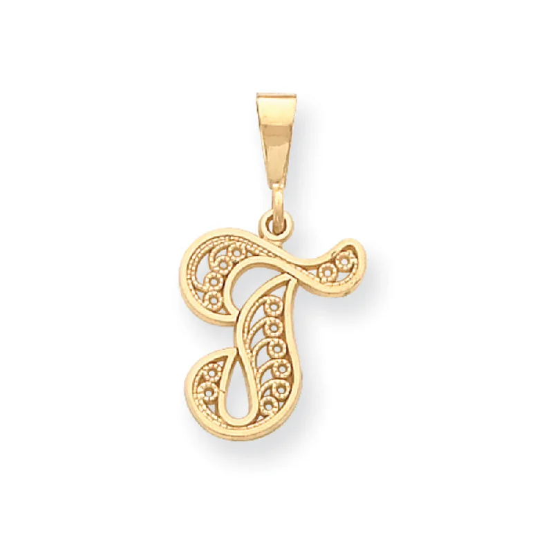 Limited-Time Jewelry Discounts – Shine Without The Splurge 14k Yellow Gold, Maci Collection, LG Filigree Script Initial T Pendant Limited-Time Jewelry Discounts – Shine Without The Splurge 14k Yellow Gold, Maci Collection, LG Filigree Script Initial T Pendant