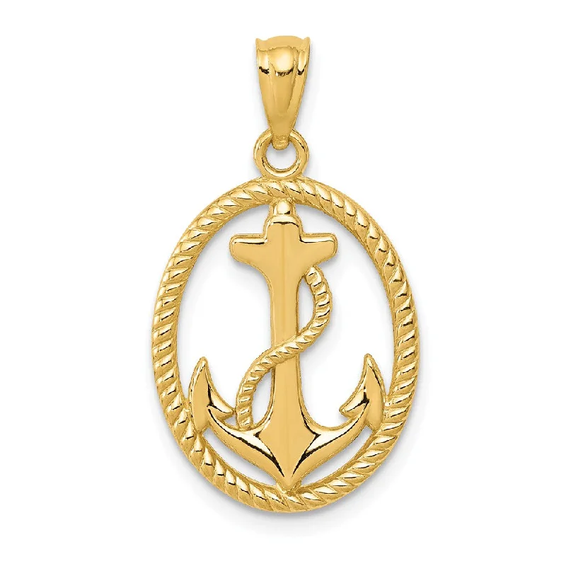 Affordable Elegance – Special Jewelry Sale Now Live 14k Yellow Gold Oval Anchor with Rope Pendant, 15 x 25mm Affordable Elegance – Special Jewelry Sale Now Live 14k Yellow Gold Oval Anchor with Rope Pendant, 15 x 25mm