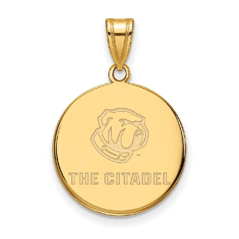 Elegant Rose Gold Jewelry For A Stylish Touch 14K Yellow Gold Plated S. Silver The Citadel LG Bulldogs Disc Pendant Elegant Rose Gold Jewelry For A Stylish Touch 14K Yellow Gold Plated S. Silver The Citadel LG Bulldogs Disc Pendant