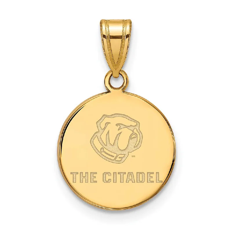 Bohemian-Inspired Jewelry For Free-Spirited Fashion 14K Yellow Gold Plated S. Silver The Citadel MD Bulldogs Disc Pendant Bohemian-Inspired Jewelry For Free-Spirited Fashion 14K Yellow Gold Plated S. Silver The Citadel MD Bulldogs Disc Pendant