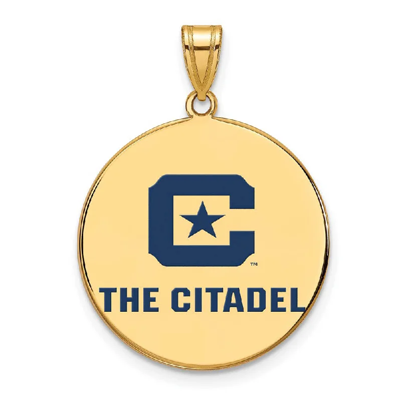 Dainty Floral Jewelry For Feminine Elegance 14K Yellow Gold Plated S. Silver The Citadel XL Enamel Disc Pendant Dainty Floral Jewelry For Feminine Elegance 14K Yellow Gold Plated S. Silver The Citadel XL Enamel Disc Pendant
