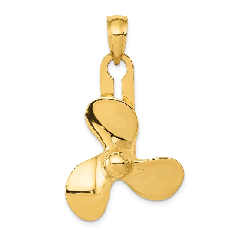 Premium Jewelry, Premium Discounts – Act Fast 14k Yellow Gold Three Blade Spinning Propeller Pendant Premium Jewelry, Premium Discounts – Act Fast 14k Yellow Gold Three Blade Spinning Propeller Pendant
