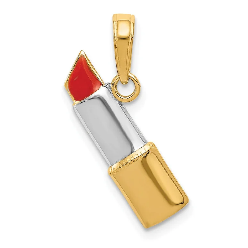 Affordable Glamour – Premium Jewelry At Special Prices 14k Yellow Gold, White Rhodium and Enamel Red Lipstick Pendant Affordable Glamour – Premium Jewelry At Special Prices 14k Yellow Gold, White Rhodium and Enamel Red Lipstick Pendant
