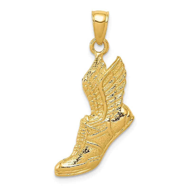 Timeless Jewelry At Special Discount Rates 14k Yellow Gold Winged Running Shoe Pendant, 17 x 30mm Timeless Jewelry At Special Discount Rates 14k Yellow Gold Winged Running Shoe Pendant, 17 x 30mm