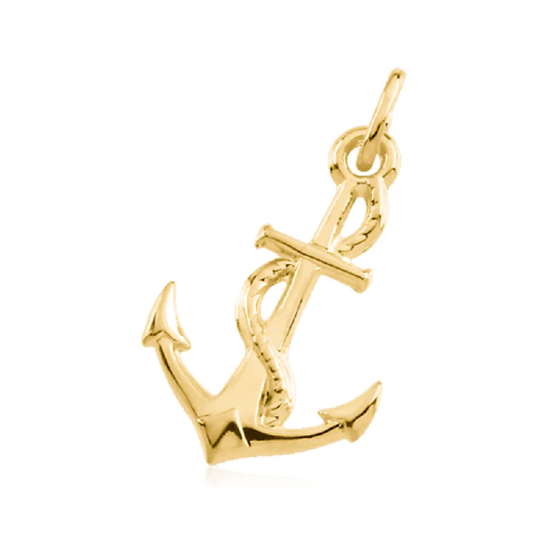 Timeless Elegance At Unbelievable Discounts Anchor and Rope Pendant in 14K Yellow Gold
