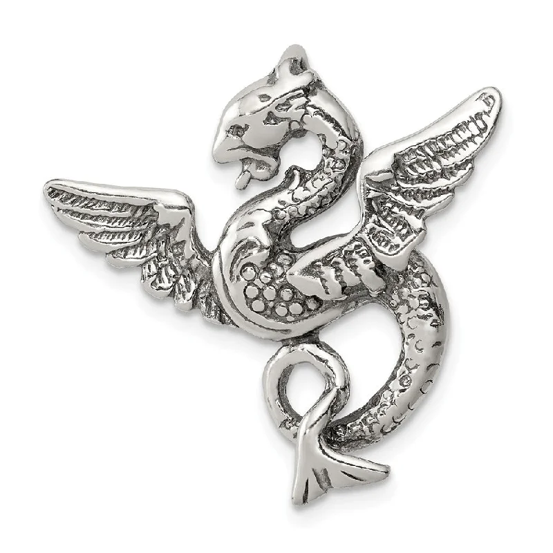 Shop Fine Jewelry With Amazing Deals Sterling Silver 26mm Antiqued Dragon Slide Pendant Shop Fine Jewelry With Amazing Deals Sterling Silver 26mm Antiqued Dragon Slide Pendant