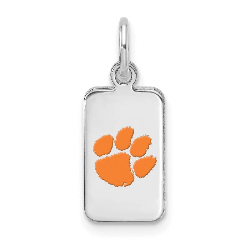 Trending Jewelry Now Available At Exclusive Prices Sterling Silver Rhodium Plated Clemson XS Rectangle Enamel Tag Charm Trending Jewelry Now Available At Exclusive Prices Sterling Silver Rhodium Plated Clemson XS Rectangle Enamel Tag Charm