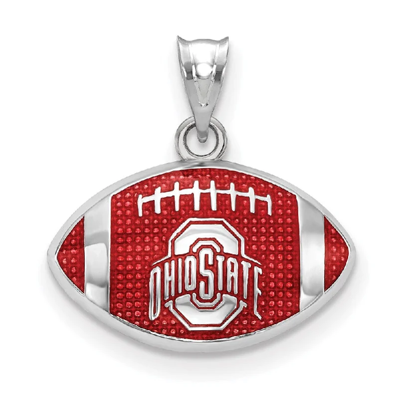 Shop Signature Jewelry Styles At Exclusive Prices Sterling Silver Rhodium Plated Ohio State SM Enamel Football Pendant
