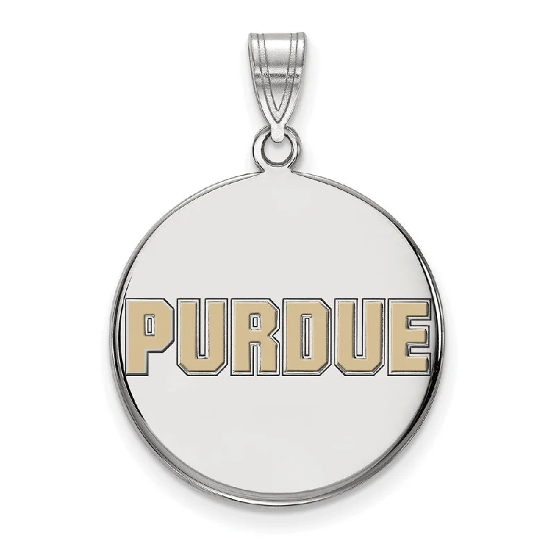 Exclusive Jewelry Sale Event – Shop Now Sterling Silver Rhodium Plated Purdue U. Large Enamel Disc Pendant