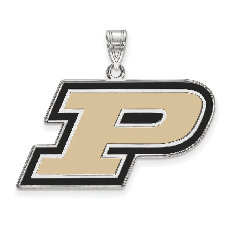 Breathtaking Jewelry, Breathtaking Prices Sterling Silver Rhodium Plated Purdue Univ. Large Enamel 'P' Pendant Breathtaking Jewelry, Breathtaking Prices Sterling Silver Rhodium Plated Purdue Univ. Large Enamel 'P' Pendant