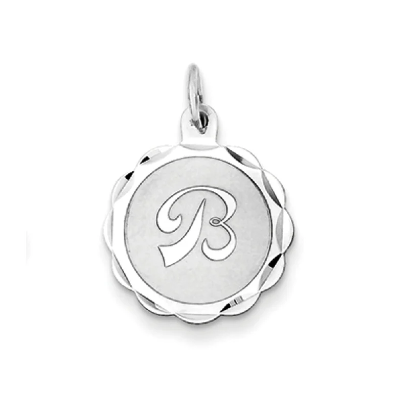 Get The Sparkle You Love At Prices You Adore Sterling Silver, Sarah Collection 15mm Brocaded Disc Initial B Pendant Get The Sparkle You Love At Prices You Adore Sterling Silver, Sarah Collection 15mm Brocaded Disc Initial B Pendant