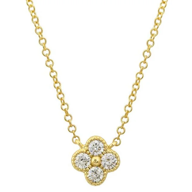 Timeless Elegance At Unbelievable Discounts 14K Quatrefoil Diamond Necklace