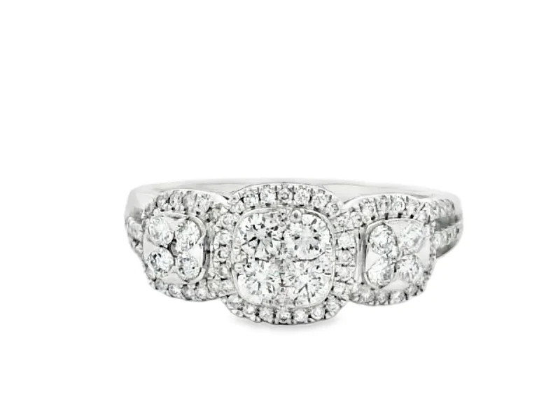 Gorgeous Jewelry, Limited-Time Savings 18K White Gold 3-Stone Diamond Cluster Ring