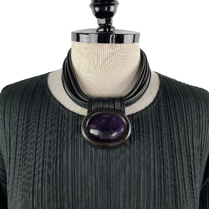 Final Call For Exquisite Jewelry At Reduced Rates AMETHYST / LEATHER CHOKER
