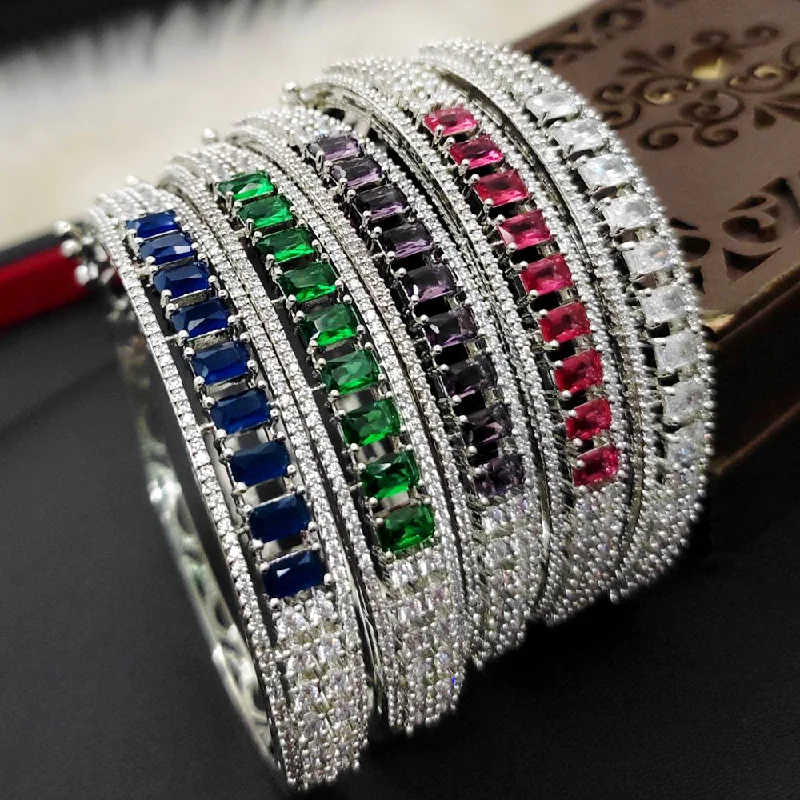 Shop Dazzling Jewelry At The Best Prices Aamrapali Silver Plated AD Openable Bangles Set Shop Dazzling Jewelry At The Best Prices Aamrapali Silver Plated AD Openable Bangles Set