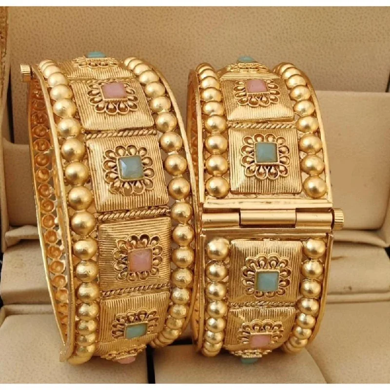 Exclusive Gemstone Jewelry At Special Prices Akruti Collection Gold Plated Pota Stone Openable Bangles Set Exclusive Gemstone Jewelry At Special Prices Akruti Collection Gold Plated Pota Stone Openable Bangles Set